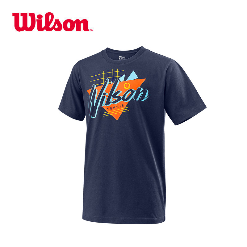 Wilson Wilson Wilson in hình quần vợt ngắn tay thể thao thoải mái cotton giản dị nam nữ cùng áo thun
