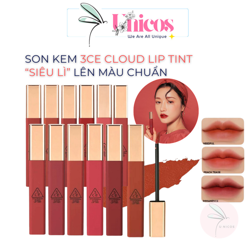 Son Kem Lì 3CE CLOUD LIP TINT Mịn Lì Như Nhung, Không Lộ Vân Môi 4.5g Unicos