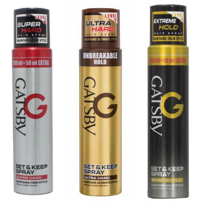Gôm xịt tóc nam Gatsby Extreme Hold/Super Hard 250ml _ Nhập Indonesia