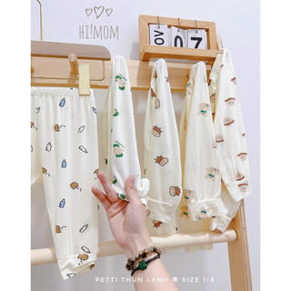  Quần Dài Chục Sơ Sinh Đáp Đũng Chất Petit Mềm Mát Nền Kem Họa Tiết Cho Bé Sơ Sinh Bé Trai Bé Gái 0-9m  3-9kg  Hi Mom 