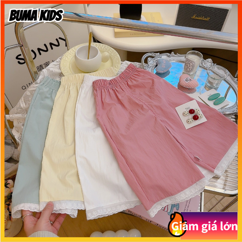 BUMA KIDS🔥Quần ống đứng Tám điểm giản dị cho bé gái, quần ống rộng sành điệu.