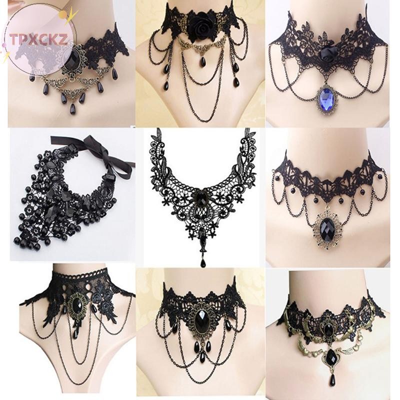 Tpxckz 1 Vòng Cổ Choker Vintage Vòng Cổ Gothic Trang Sức Vòng Cổ & Mặt Dây Chuyền Vòng Cổ Giả VN