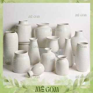 LỌ HOA gốm màu TRẮNG PASTEL nhiều mẫu, lọ hoa phong cách retro cổ điển MÊ GỐM Bát Tràng