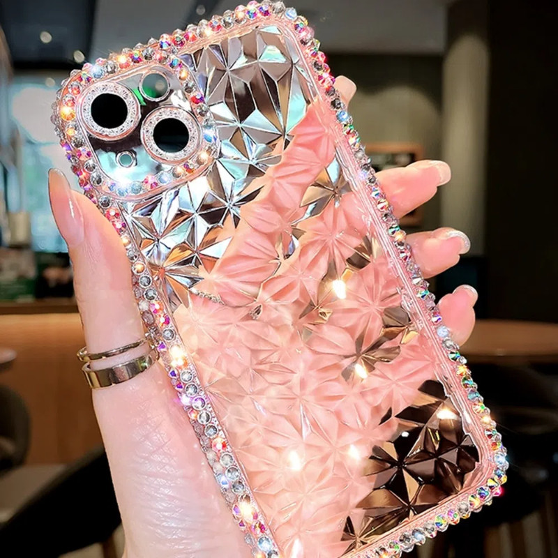 Ốp Điện Thoại Kim Cương Trong Suốt Đơn Giản Cho IPhone 16 Pro Max 15 14 13 12 X XS Max XR 7 8 16Plus Vỏ Mềm Lấp Lánh TPU Chống Sốc