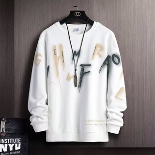 Áo Len Xuân Thu Nam ins Thương Hiệu Thời Trang Mỹ Rời Cổ Tròn Áo Thun Mùa Xuân Giả Hai Mảnh Dài Tay Áo Khoác