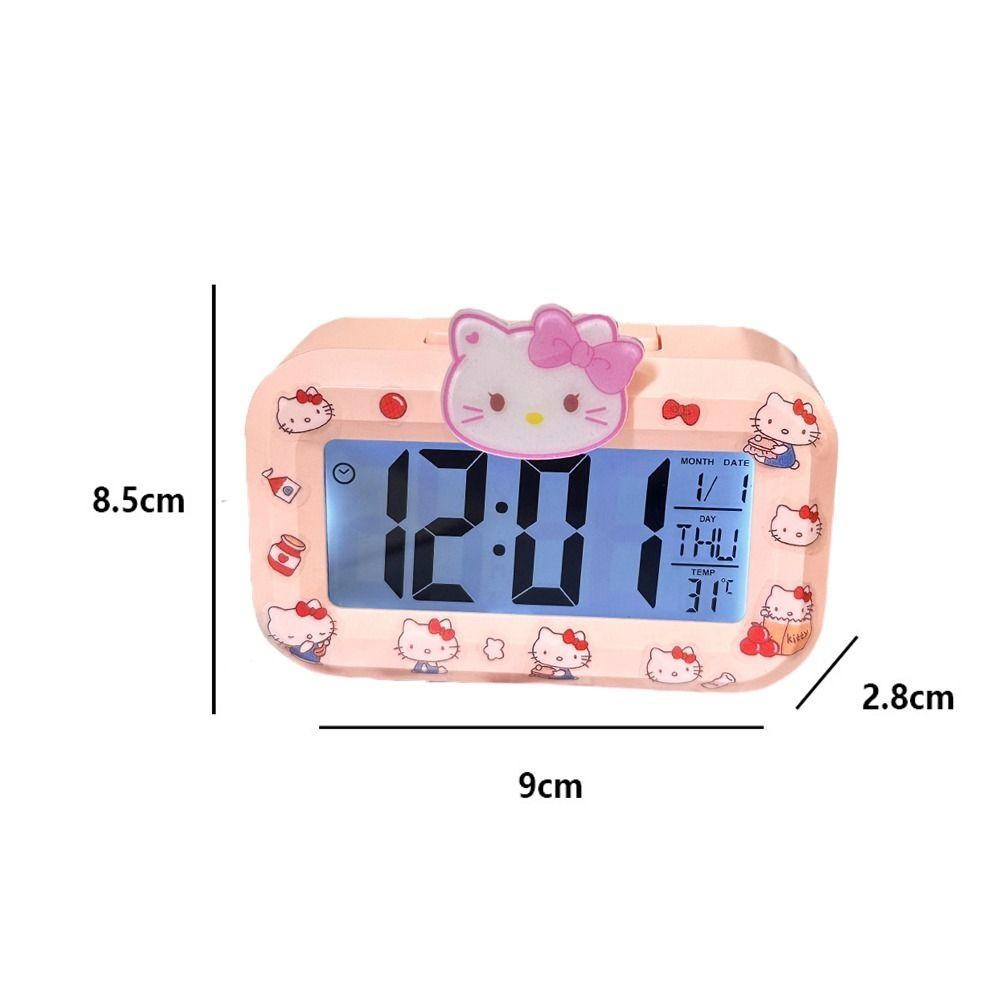 Đồng hồ kỹ thuật số LED GIỚI THIỆU, Báo thức Sanrio Hello Kitty Đồng hồ báo thức hoạt hình đa chức năng, Kawaii Mini có đèn ngủ Đồng hồ để bàn dễ thương Ký túc xá sinh viên