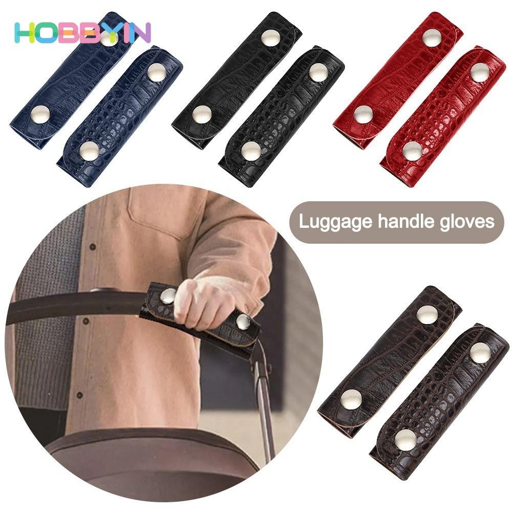 Vỏ tay cầm hành lý HOBBYIN, Bọc tay cầm hành lý mềm có thể tháo rời, Phụ kiện hành lý bảo vệ chống đột quỵ PU Leaher