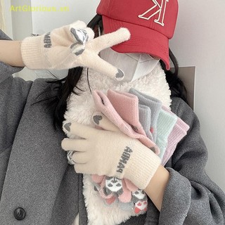 Artglorious 1 Cặp Nữ Ấm Áp Mùa Đông Màn Hình Cảm Ứng Găng Tay Co Giãn Đan Găng Tay Len Full Ngón Tay Nữ Móc Găng Tay VN