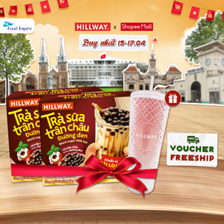 Combo 2 Hộp Trà Sữa Trân Châu Đường Đen Hoà Tan - Hillway tặng kèm ly nhựa Hillway Hồng