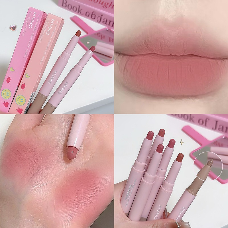 Son môi hai đầu lâu trôi Lip Liner Artifact Lip Pencil Line Pen Lipstick Beauty Chống thấm nước Dưỡn