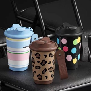 【LUCKY STAR+ Cốc giữ nhiệt cốc cà phê bên trong phủ gốm inox 316 cốc mang đi nắp cốc uống nước đôi cốc có ống hút 400ml