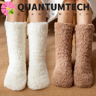 Tất sàn dày dặn QUANTUMTECH, Tất giữ nhiệt dày chống trượt lông cừu mềm mại, Tất lông cừu dệt kim lông cừu mềm mại dành cho nữ tại nhà