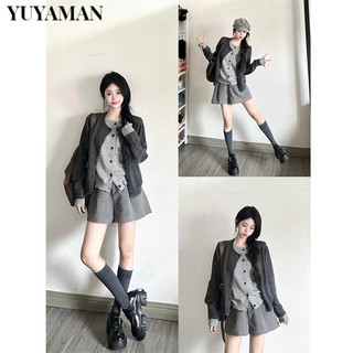 YUYAMAN áo len cardigan áo khoác cardigan Thể thao hàn quốc Cổ điển Phong cách WMY24B087U 45Z241106