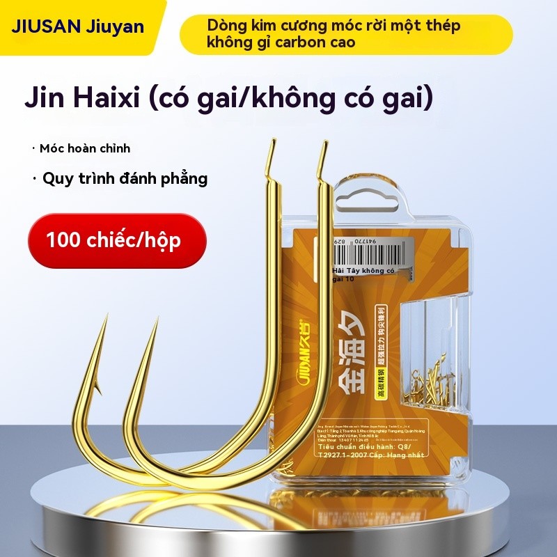 Jiuyan Jinhaixi Thép không gỉ Carbon cao Móc cá số lượng lớn 100 miếng Móc đóng hộp