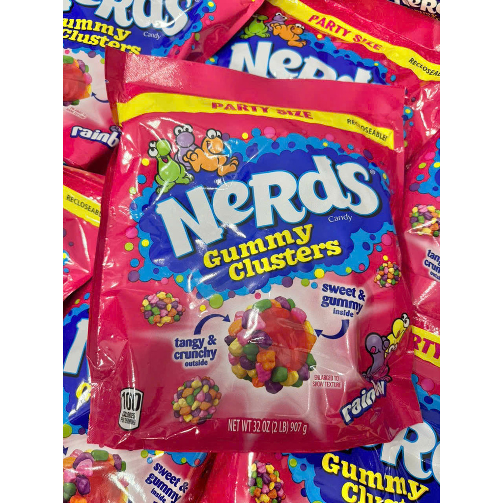 Kẹo dẻo phủ cốm cầu vồng Trái Cây Nerds Gummy Cluster 907g Nerds Rainbow Candy Mỹ
