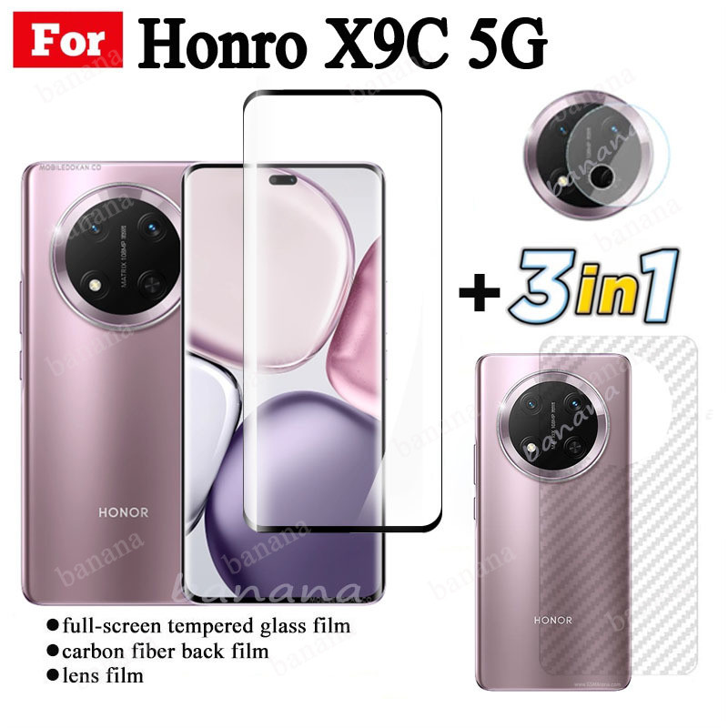 Kính cường lực 3 trong 1 Honor X9C 5G cho Honor X9A X9B Bảo vệ màn hình Ống kính máy ảnh Kính cường 