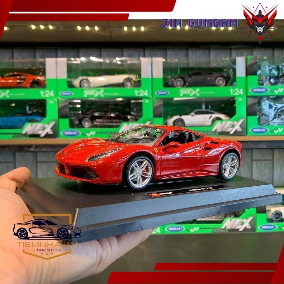 Xe mô hình siêu xe Ferrari 488 GTB tỉ lệ 1:24 hãng Burago màu đỏ