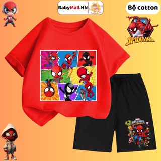  Đồ bộ quần áo hình Người Nhện Spiderman cho bé trai BABYMALL set bộ cộc tay cho bé chất cotton mát 