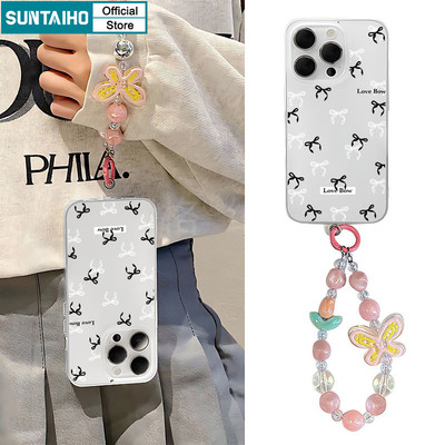 Suntaiho Tinh Tế Và Thanh Lịch In Nơ Bướm Ngọt Ngào Charm Vỏ Điện Thoại Trong Suốt Mờ Mềm Chống Sốc Cho IPhone 11 12 13 14 15 16 Pro Max IP 7 8 Plus Iphon X XS XR