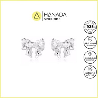 [BẠC 925-BH TRỌN ĐỜI]Bông Tai BẠC 925 HANADA Nơ Đá Nhỏ , Khuyên Tai Đính Đá Đơn Gỉan Nữ 1780 C15