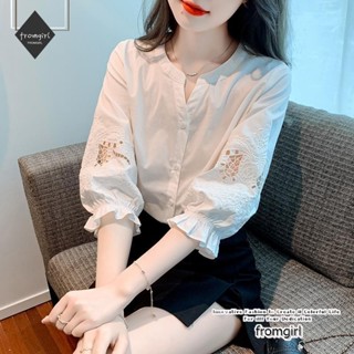 Áo sơ mi voan ngắn tay mùa hè nữ váy mùa hè 2025 mới sang trọng áo tay phồng