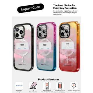 CASETiFY X Nhắc Nhở Cạnh Đen Đào Haze Cotton Kẹo Bộ Sưu Tập Màu Sắc Trong Suốt Cứng Ốp Lưng Tác Động Cho Apple IPhone 12 13 14 15 16 Pro Max Plus Có Hộp