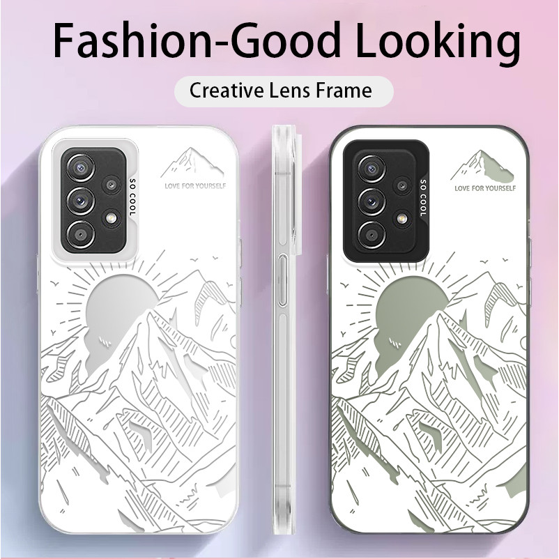 Dành cho Samsung Galaxy A72 & Samsung A72 5G, Mountains, Sunrise, Ốp điện thoại IMD mờ chống rơi chấ