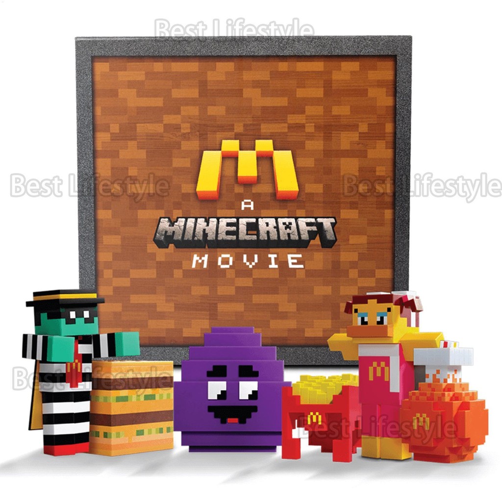 McDonald 's A Minecraft Movie Happy meal with code Minecraft Movie Building Bricks Funny Blocks Đồ c