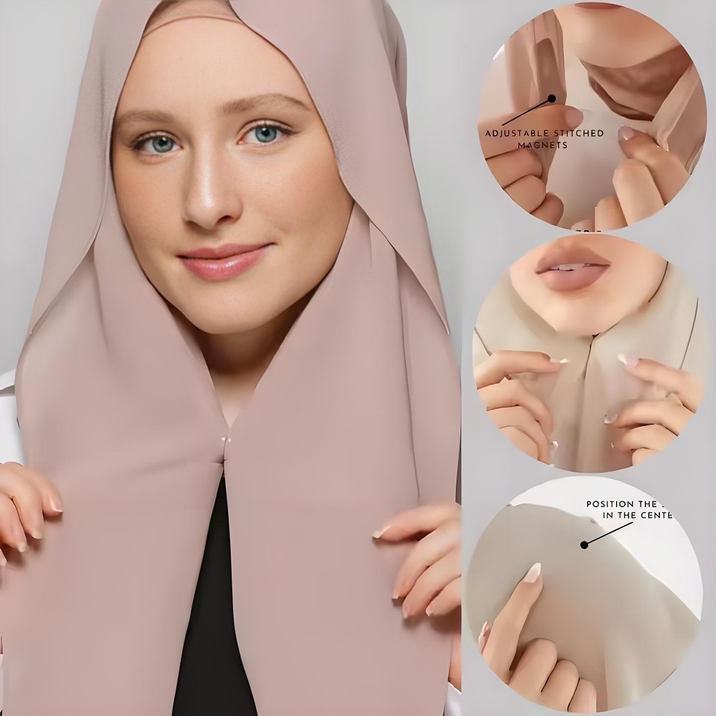 Jifang Plain Voan Hijab với nam châm Raya Viral Hồi giáo Hijab Instant YZ29
