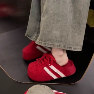 Siêu Hot Casual Toe-Covered Nửa Dép Nữ Mặc Ngoài Mùa Xuân Hè 2025 Phong Cách Mới Đế Dày Cao Gót Giày Tập Luyện Đỏ Đức❤4.22❤