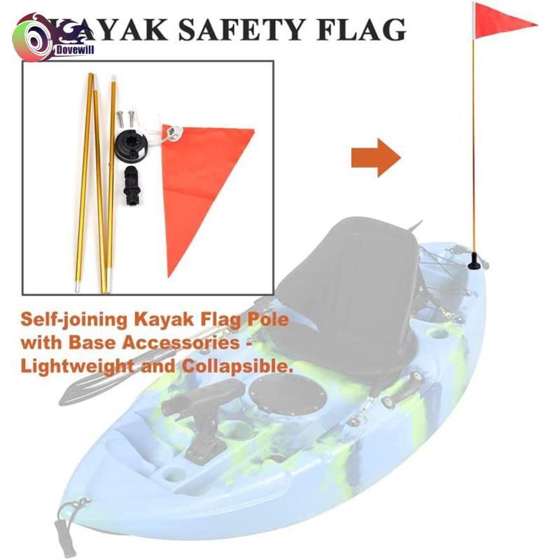 Dovewill 4ft Kayak Cờ Thuyền Kayak Tầm Nhìn Bộ Trọng Lượng Nhẹ Kayak Cờ Theo Dõi Gắn Cho Dingy Kayak