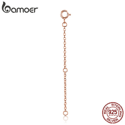 Dây chuyền mở rộng vòng cổ bạc Bamoer 925 Vàng hồng Chống rỉ sét Trang sức không gây dị ứng