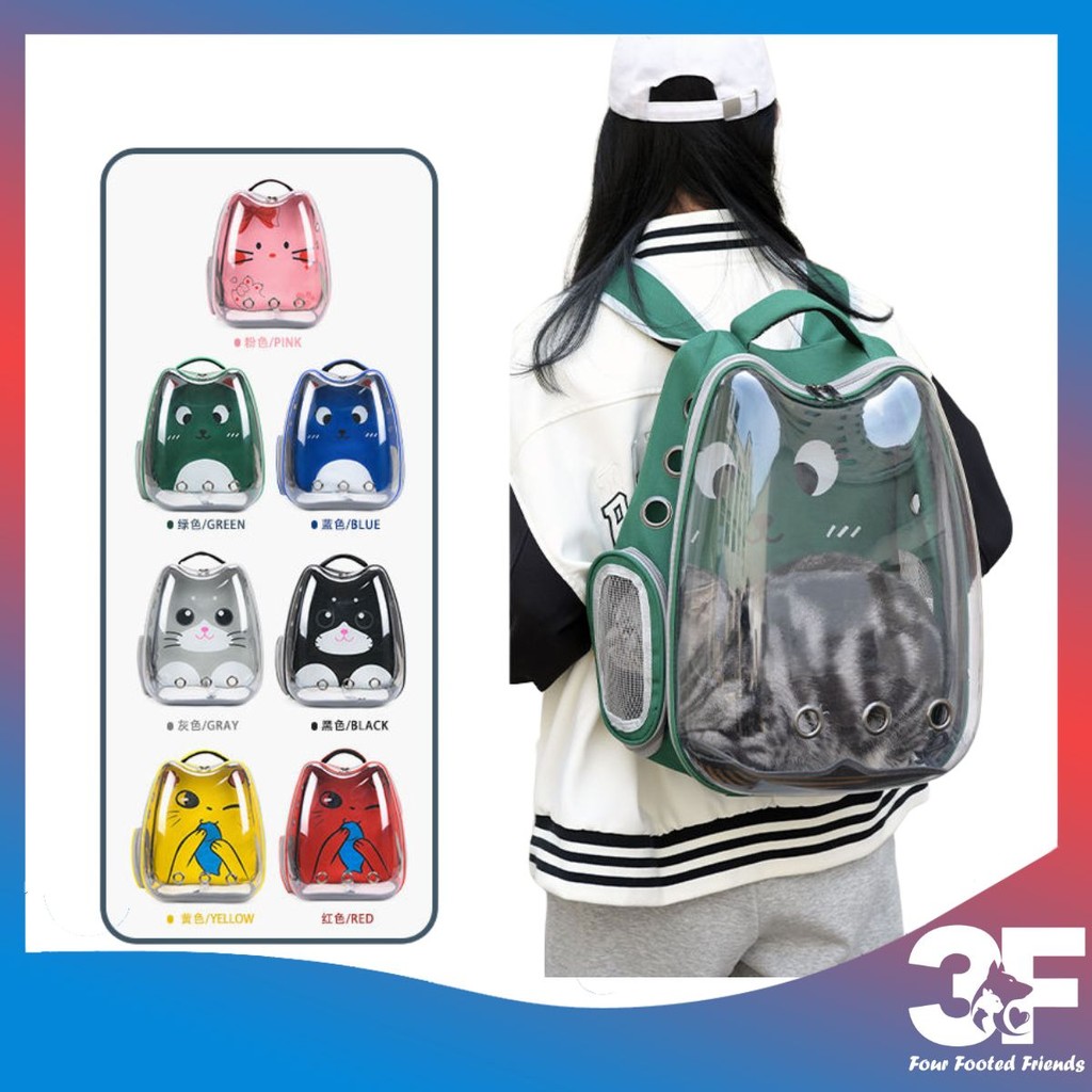 Balo Vận Chuyển Thú Cưng Nhựa Trong Suốt PP Cao Cấp – Họa Tiết Mèo Kitty Cute, Nhiều Màu | 3F STORE
