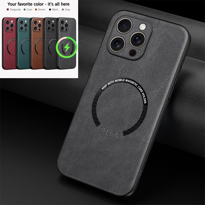 Vỏ da từ tính họa tiết bò cổ điển Vỏ IPhone 16 15 14 13 12 11 Pro Max Vỏ sạc không dây thân thiện với da Vỏ chống sốc