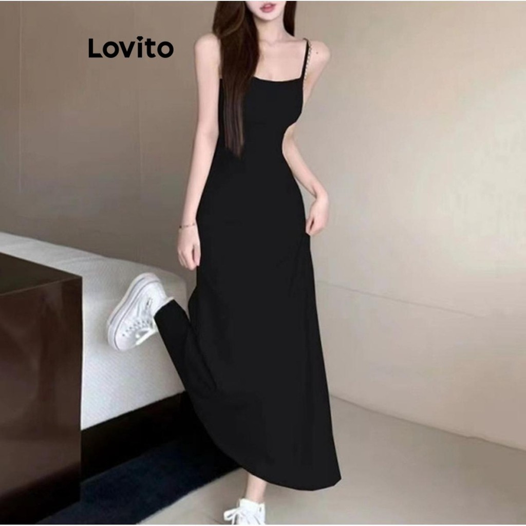Lovito Đầm có cấu trúc trơn thanh lịch dành cho nữ LNL71384
