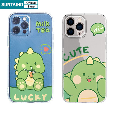 Suntaiho Thẩm Mỹ Dễ Thương Vỏ Điện Thoại Họa Tiết Rồng Xanh Cho Iphone 16 15 14 13 12 11 Pro Max IP 7 8 Plus Iphon X Xs XR Xs Max TPU Mềm Cao Cấp Chống Sốc Ốp Lưng
