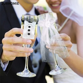 Jurhomie Cô Dâu Và Chú Chổi Ly Rượu Quấn, Trang Trí Bàn Cưới Hôn Nhân Champagne Nắp Chai Thủy Tinh, Cốc Cưới Trang Trí Bàn Sự Kiện Đám Cưới Tay Áo Cốc Vải Thời Trang