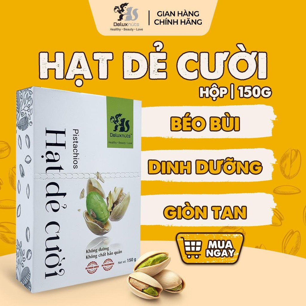 [Hỏa tốc] Hộp Quà Hạt Dẻ Cười 150g Deluxnuts | Hạt Dinh Dưỡng, Snack Ăn Vặt (Hộp 150g)