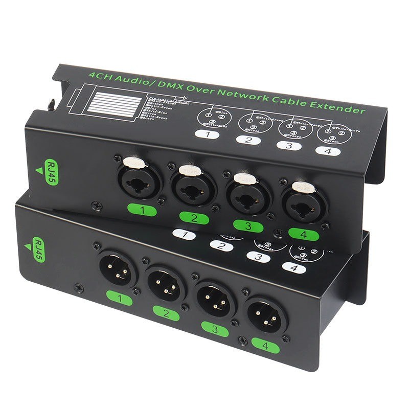 4-channel 6.5 + 3-Pin XLR Audio / DMX Over Network Cable Extender DMX512 Mạng Tín Hiệu Mở Rộng Nam N
