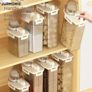 Jurhomie Bình kín chống ẩm, Dụng cụ sắp xếp vòi Bình lưu trữ bằng nhựa trong suốt, Dụng cụ lưu trữ nhà bếp có cốc đo lường Lọ ngũ cốc nhà bếp