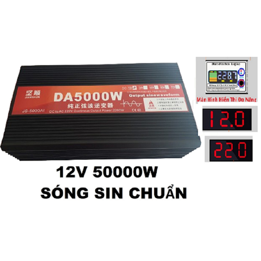 [Sóng Sin chuẩn] Bộ chuyển đổi điện 12V 5000w Sóng sine chuẩn DA -220V - 5000W - INVERTER 12V 5000W