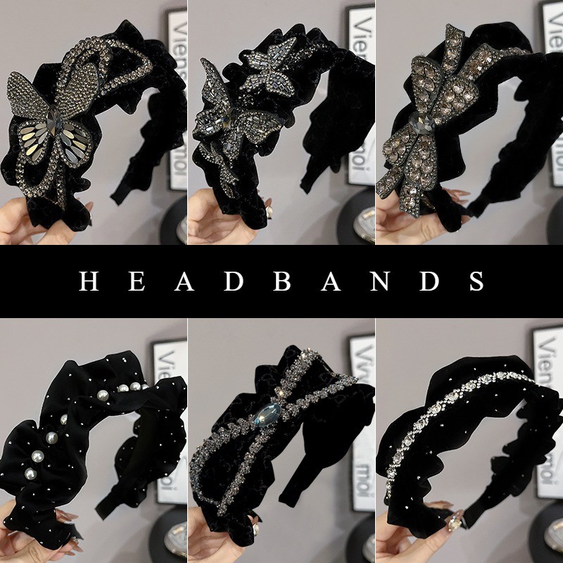 GUSIRI Băng đô kim cương cao cấp mùa thu đông Băng đô thời trang nơ nhung