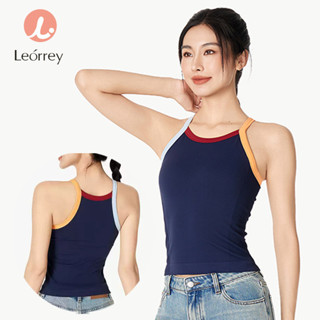 Áo thun không tay màu sắc đồng nhất Leorrey, áo vest thể thao chạy bộ, áo yoga có đệm, áo crop top thể thao
