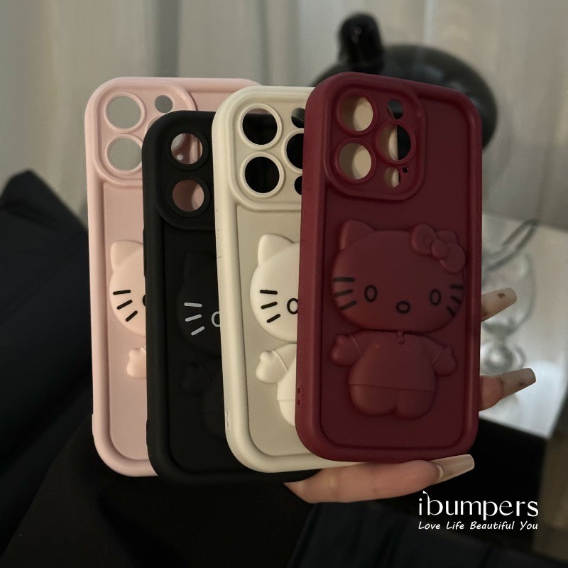 ibumpers Ốp Điện Thoại iPhone 3D Búp Bê Dễ Thương Hello Kitty Thời Trang Flip Bracket Gương Trang Đi