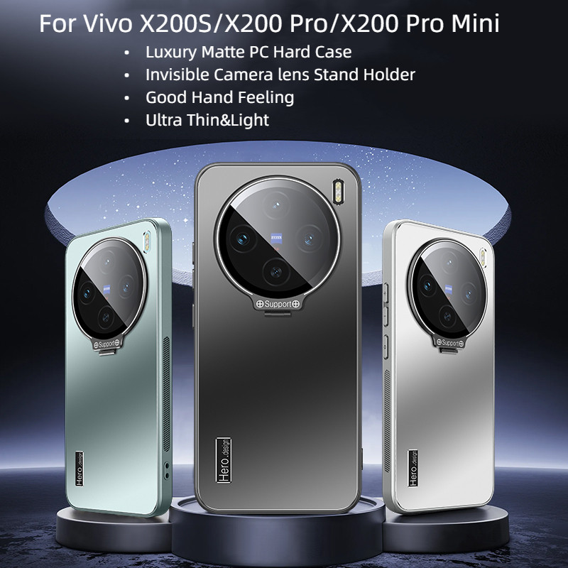 Dành Cho Vivo X200S X200 Pro X200Pro Ốp Lưng Sang Trọng Vô Hình Bảo Vệ Ống Kính Máy Ảnh Giá Đỡ PC Cứ
