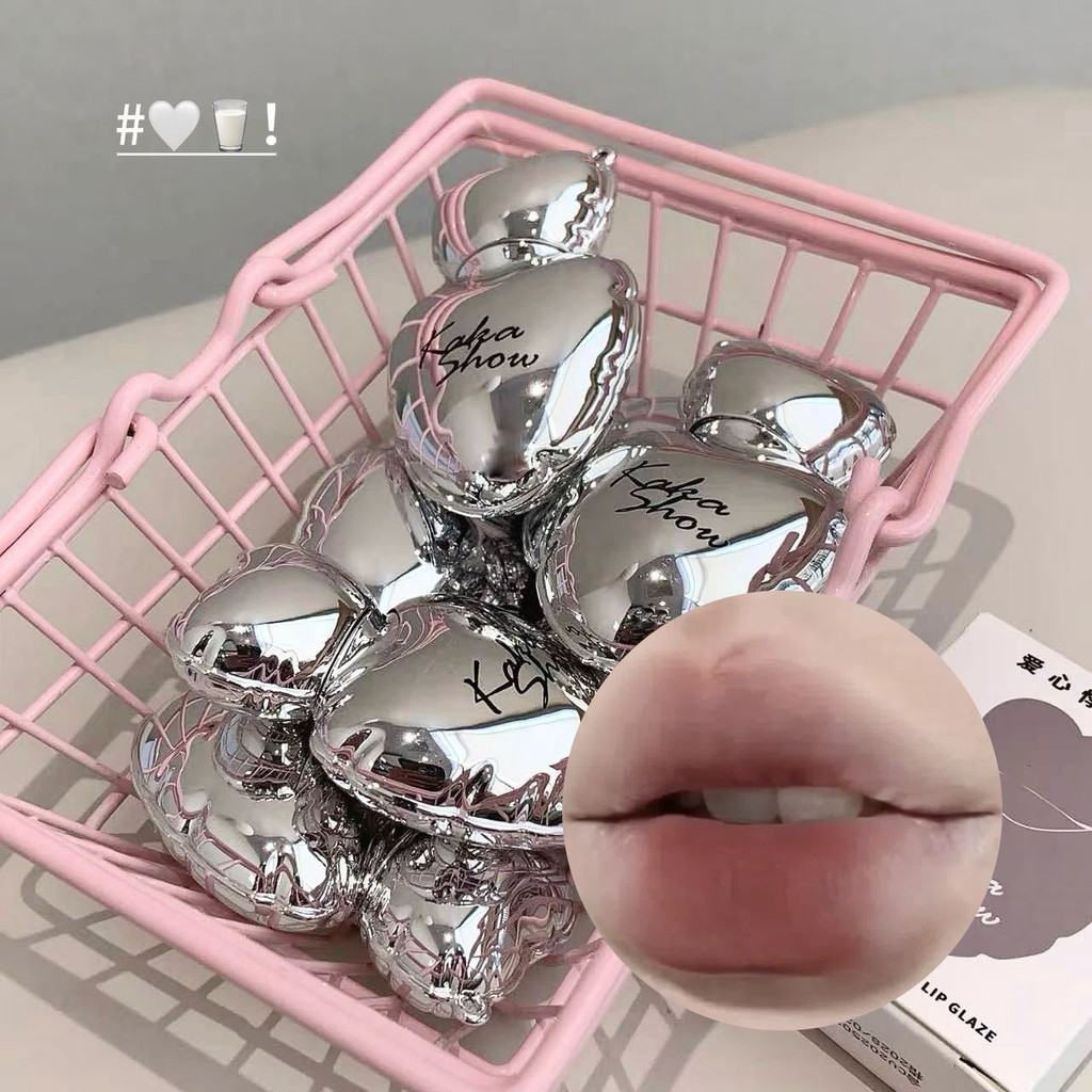 Kakashow Bạc Hình Trái Tim Lip Mud Matt Son Bóng Son Môi
