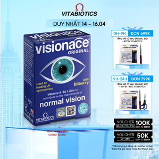 Viên Uống Bổ Mắt, Cải Thiện Thị Lực Vitabiotics VISIONACE ORIGINAL Bổ Sung Các Vi Chất Dinh Dưỡng  Hộp 30 Viên