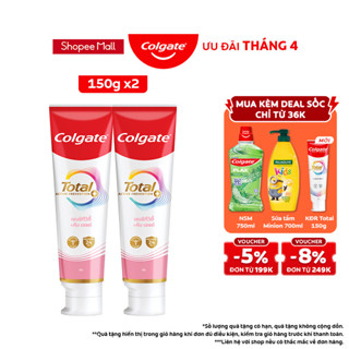 [MỚI] Bộ 2 Kem đánh răng Colgate Total sạch sâu bảo vệ, ngăn ngừa 8 vấn đề răng miệng 150g/ tuýp