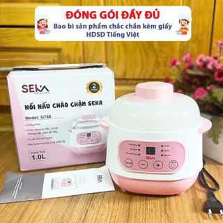 Nồi Nấu Cháo Chậm Ăn Dặm SEKA 1 Lít Màu Xanh Hồng Nồi Hầm Chưng Yến Cách Thuỷ Đa Năng