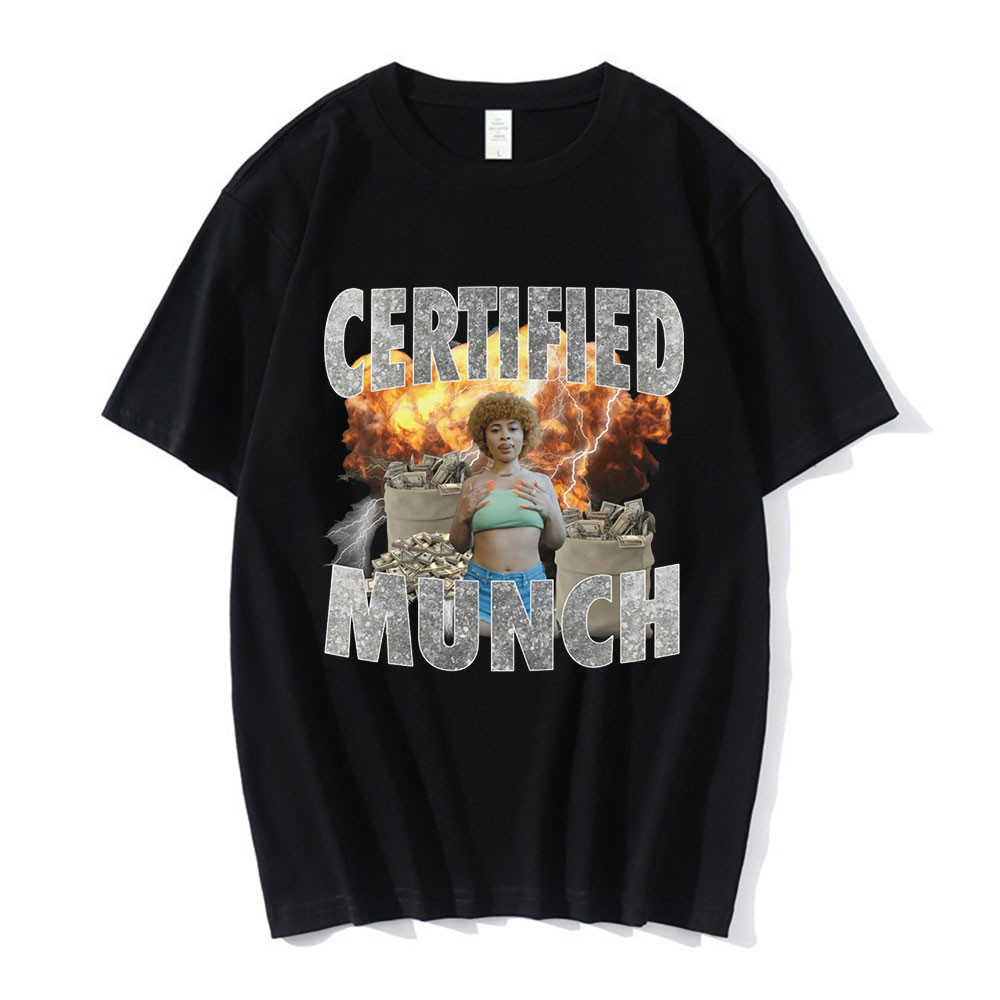 2024 Bánh quế cho bạn bè Ice Spice Certified Munch Meme Graphic T Shirt Hip Hop Vintage Tay Ngắn xs-